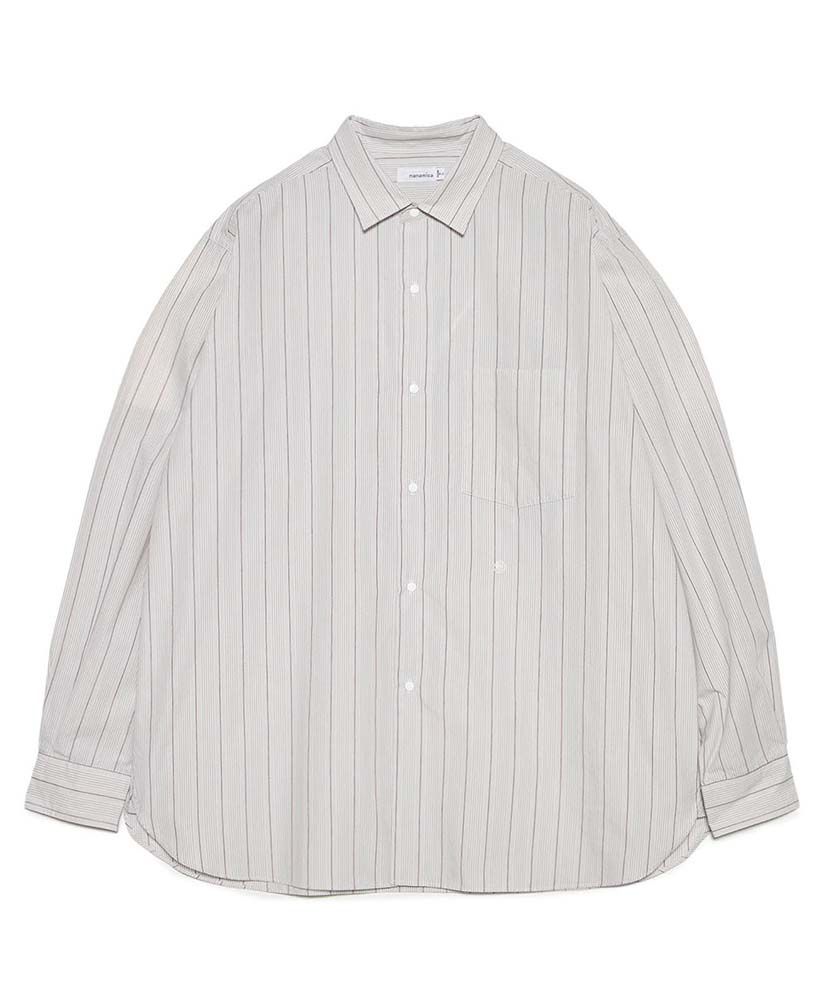 Regular Collar Stripe Wind Shirt(0(WOMEN) H/グレー): nanamica