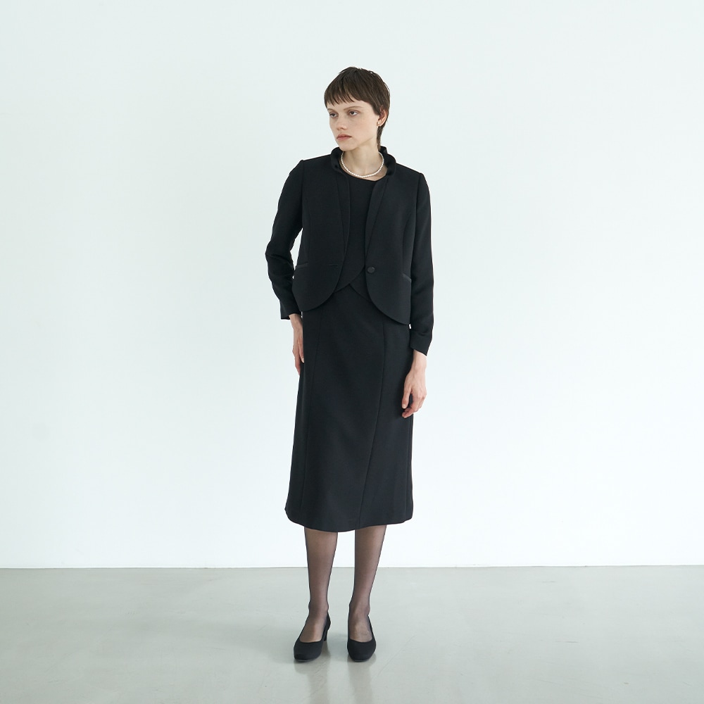 HIROMI YOSHIDA Black 1203423]フリルカラージャケット×ペプラム前開き