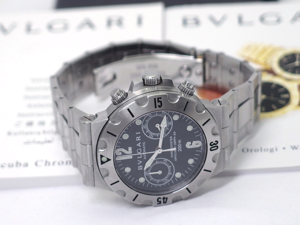 ブルガリ ディアゴノ スクーバ 200m クロノグラフ SCB38S ステンレス