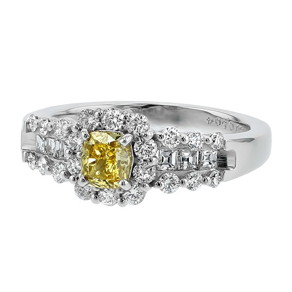 イエローダイヤモンド リング 0.5ct FANCY VIVID YELLOW IF プラチナ