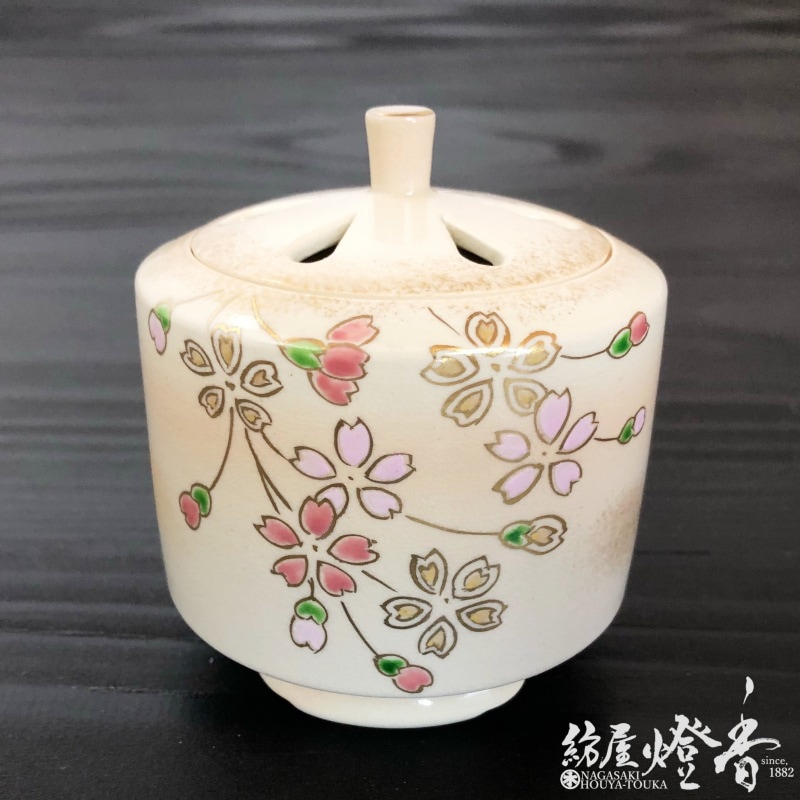 清風与平の白磁耳付香炉純銀火屋は秦蔵六 直し有