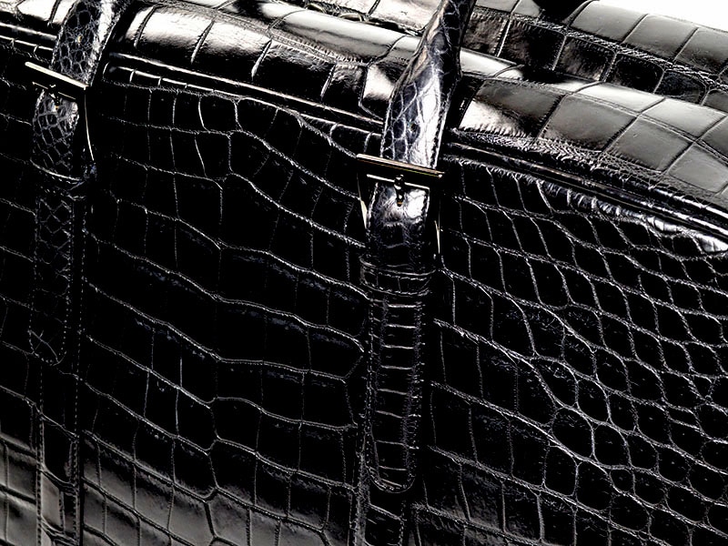 クロコダイル マット ボストンバッグ 美錠付 ブラック | バッグ,その他