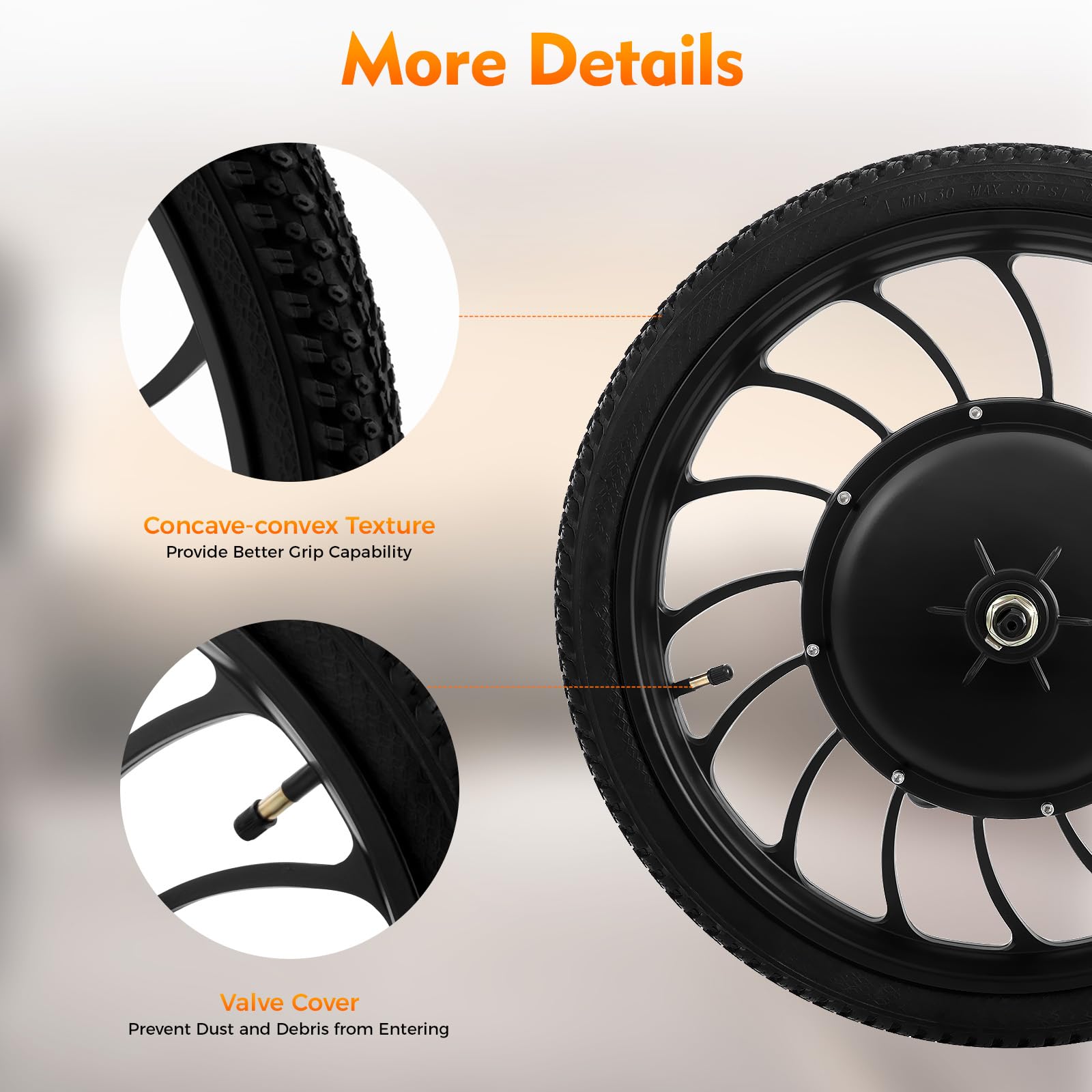 Amazon.co.jp: MOQNISE 20インチ一体型ホイール 48V 1000W 前輪 E-Bike