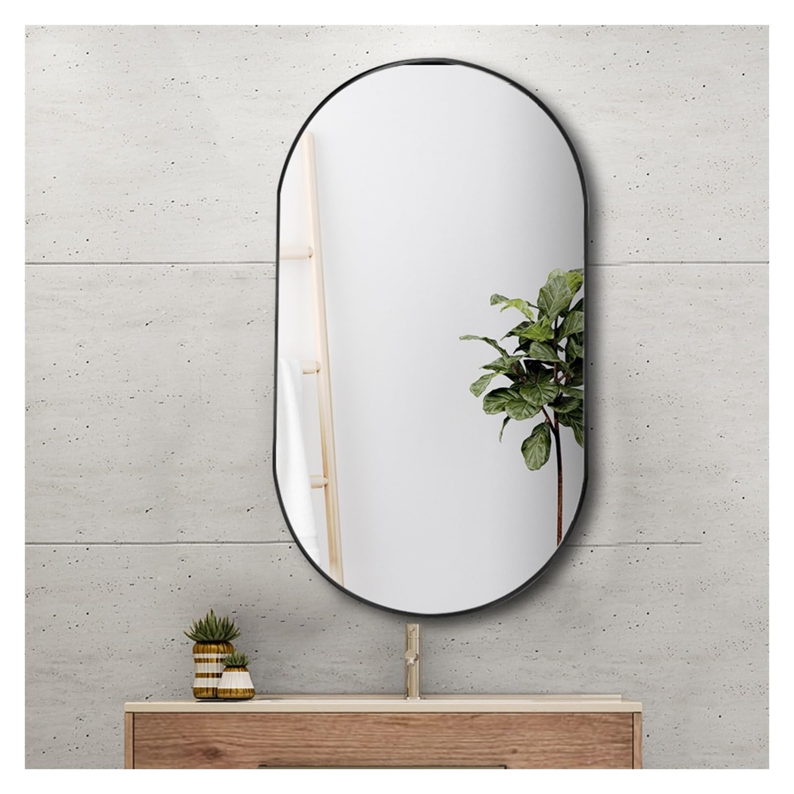 Amazon.co.jp: 壁掛け鏡、楕円形の洗面化粧台ミラー、垂直または水平