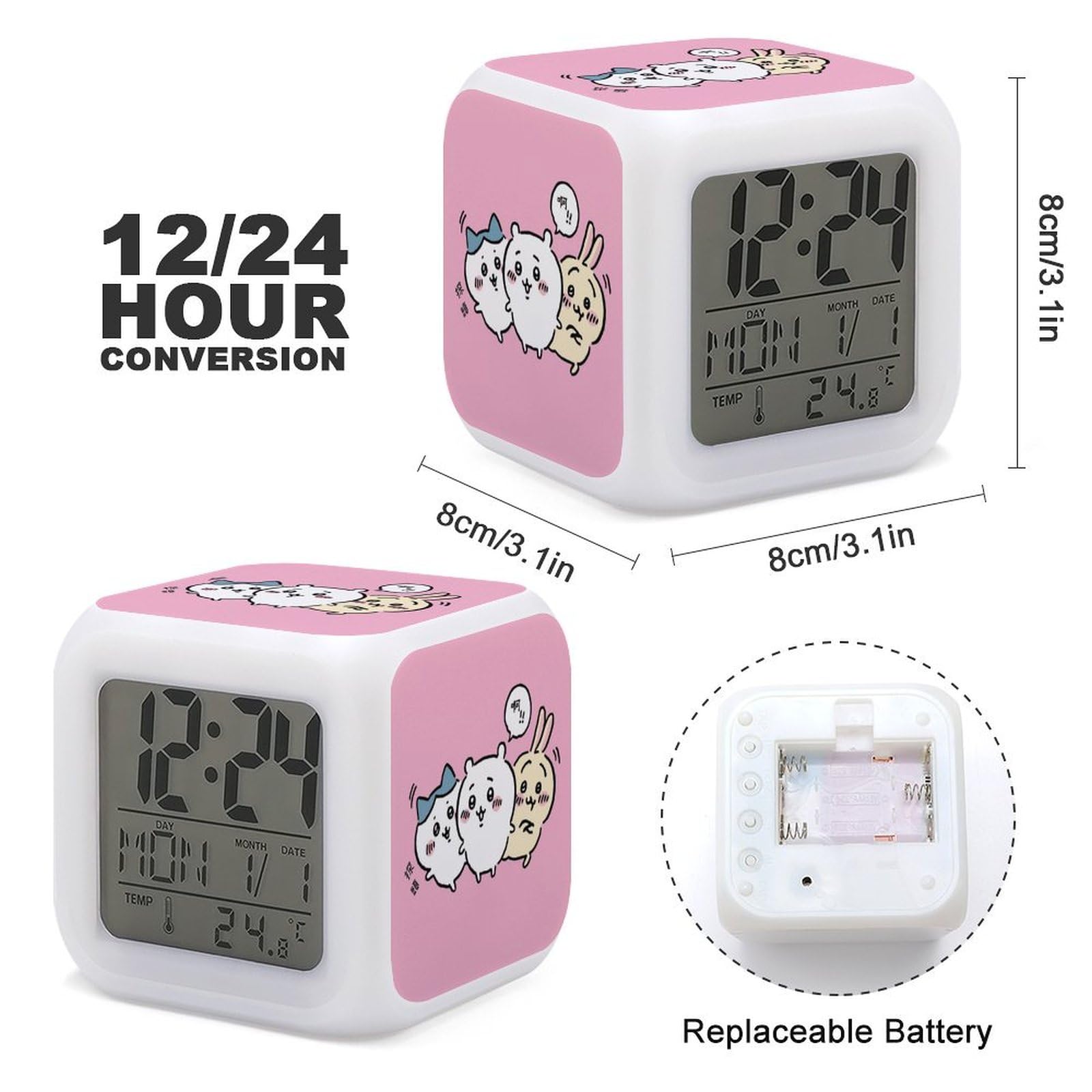 Amazon.co.jp: ちいかわ- デジタル目覚まし時計 大型デジタル画面 7色