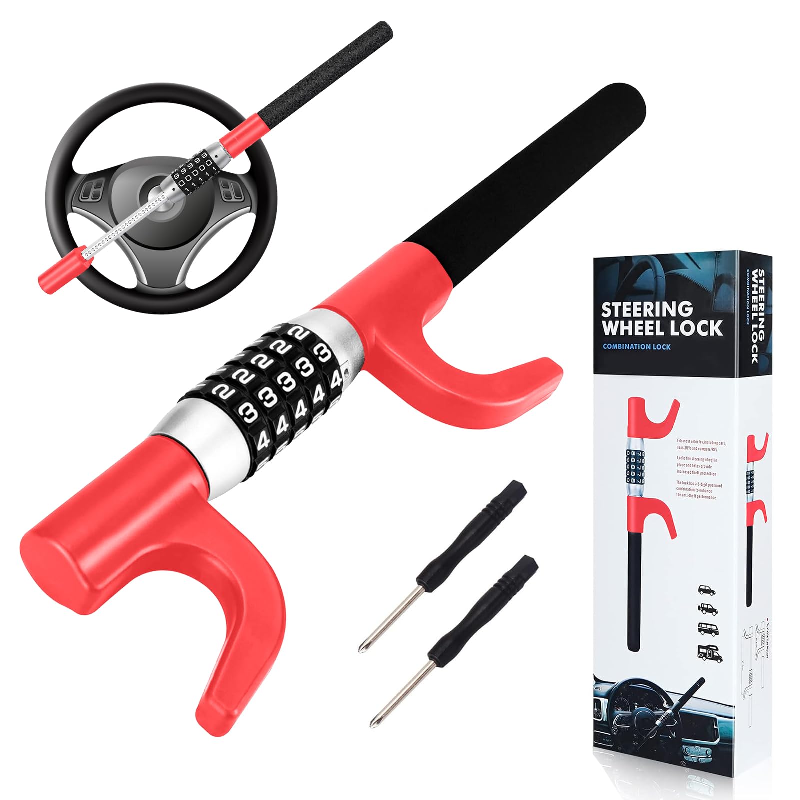 Amazon.co.jp: ZWSJLC ハンドルロック 盗難防止 車 ダイヤル式 5桁