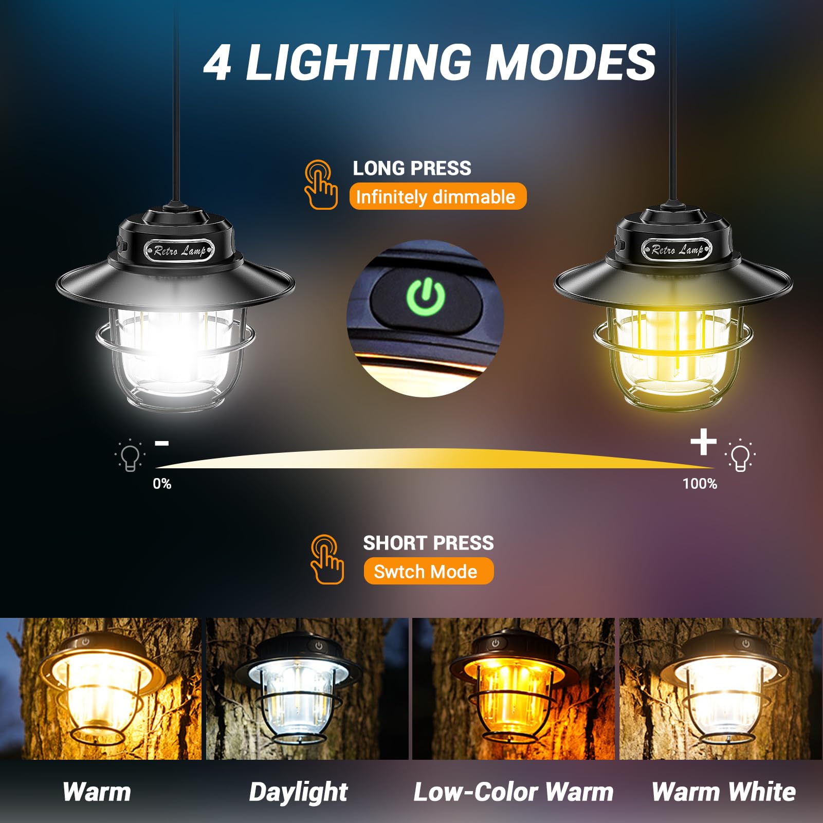 Amazon.co.jp: FZH 充電式キャンプランタン 4モード 無限調光ライト