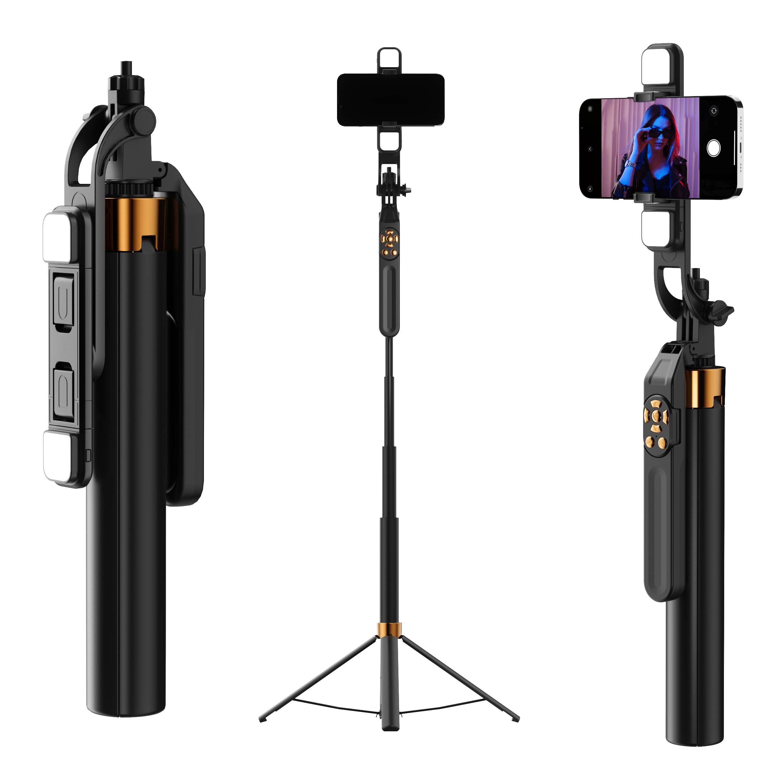 Amazon | Gworld 180CM超長伸縮自撮り棒三脚 強化クアッドベース 360