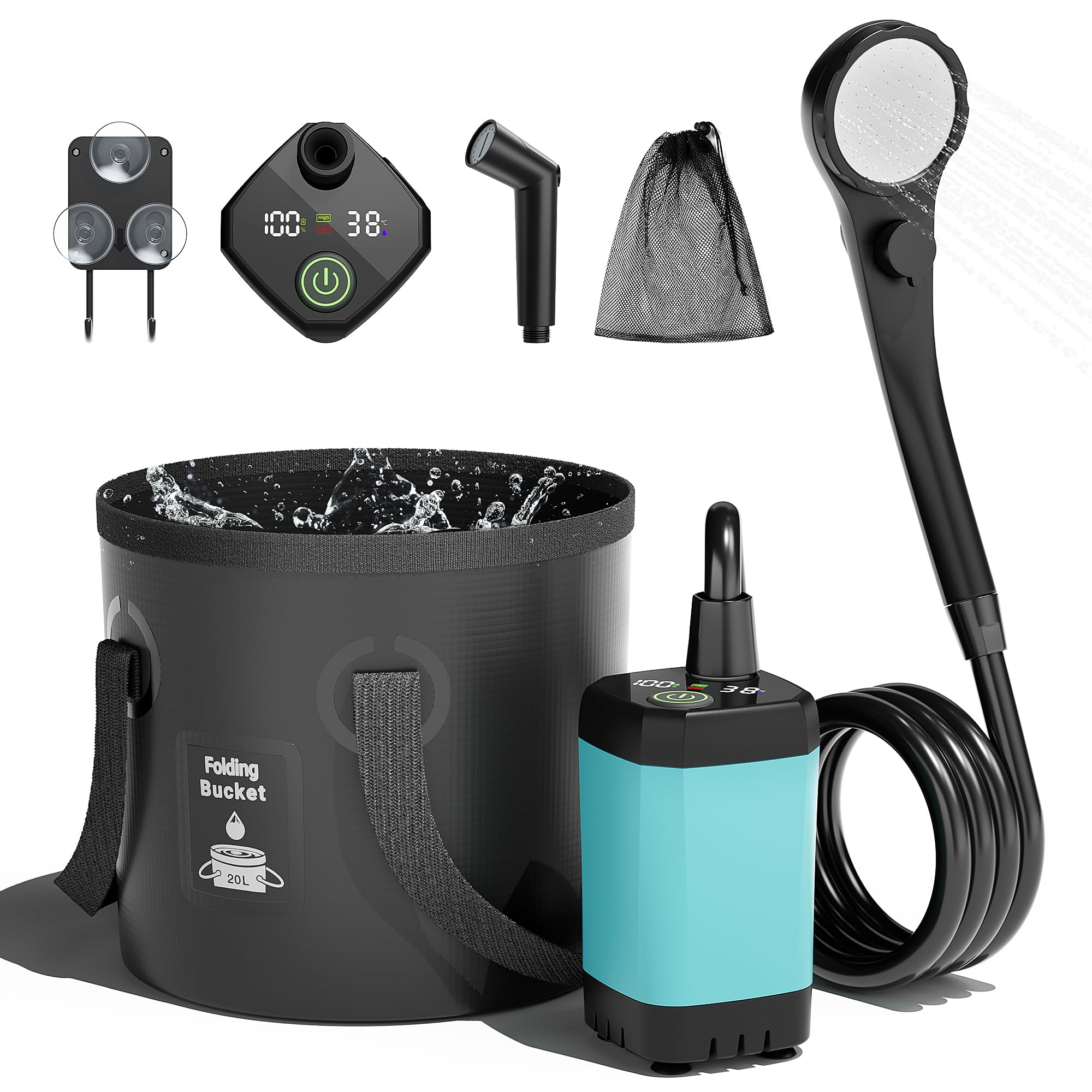 Amazon | Mytrix ポータブルシャワー キャンプ 6000mAh充電式 電動