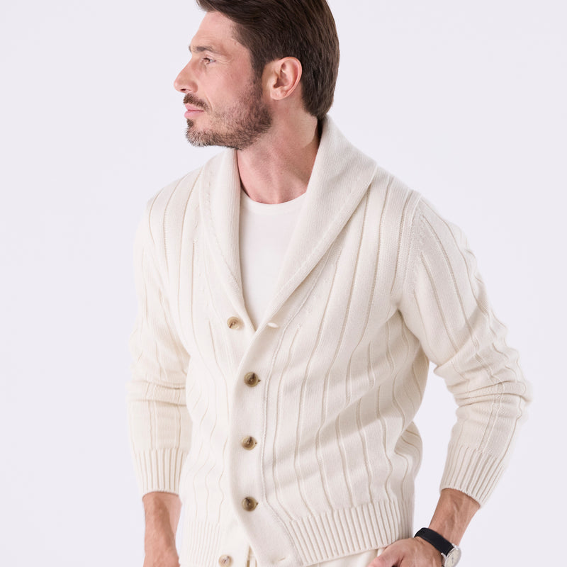 数量限定受注販売】tradi ショールカラーカーディガン アイボリー