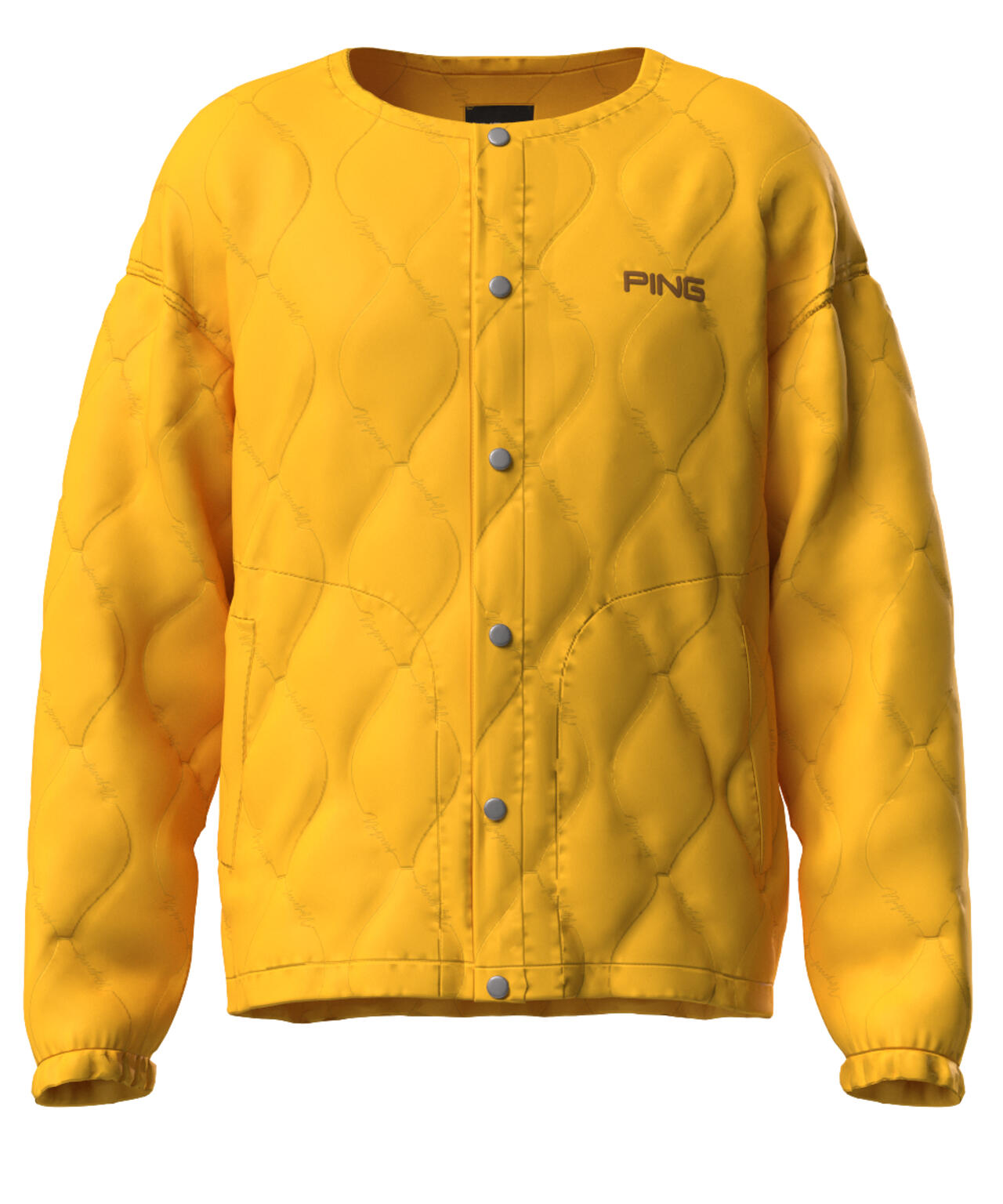 PING APPAREL】ストレッチタフタキルティングノーカラーブルゾン