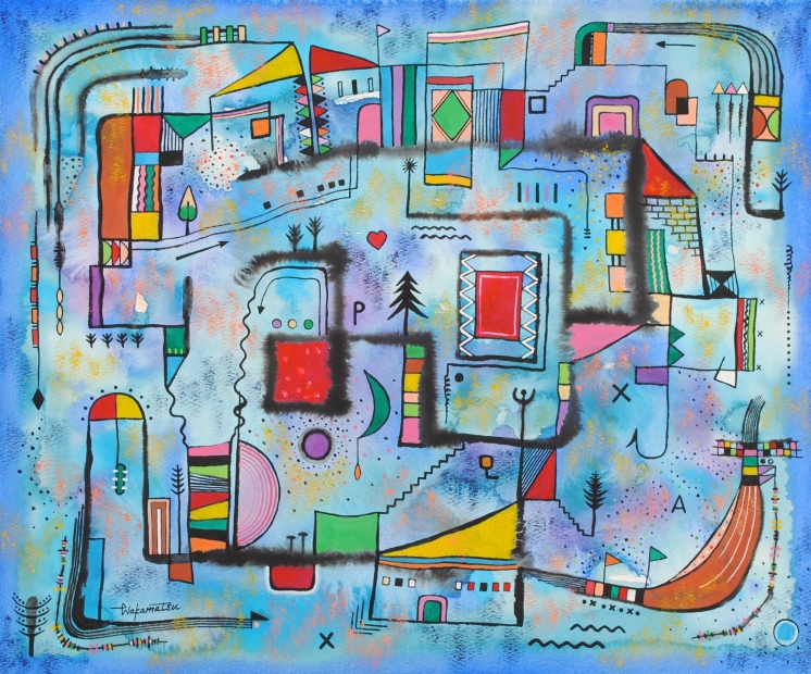 抽象画の絵画を水彩画で描いた若松愛子の抽象画「インナートリップ NO