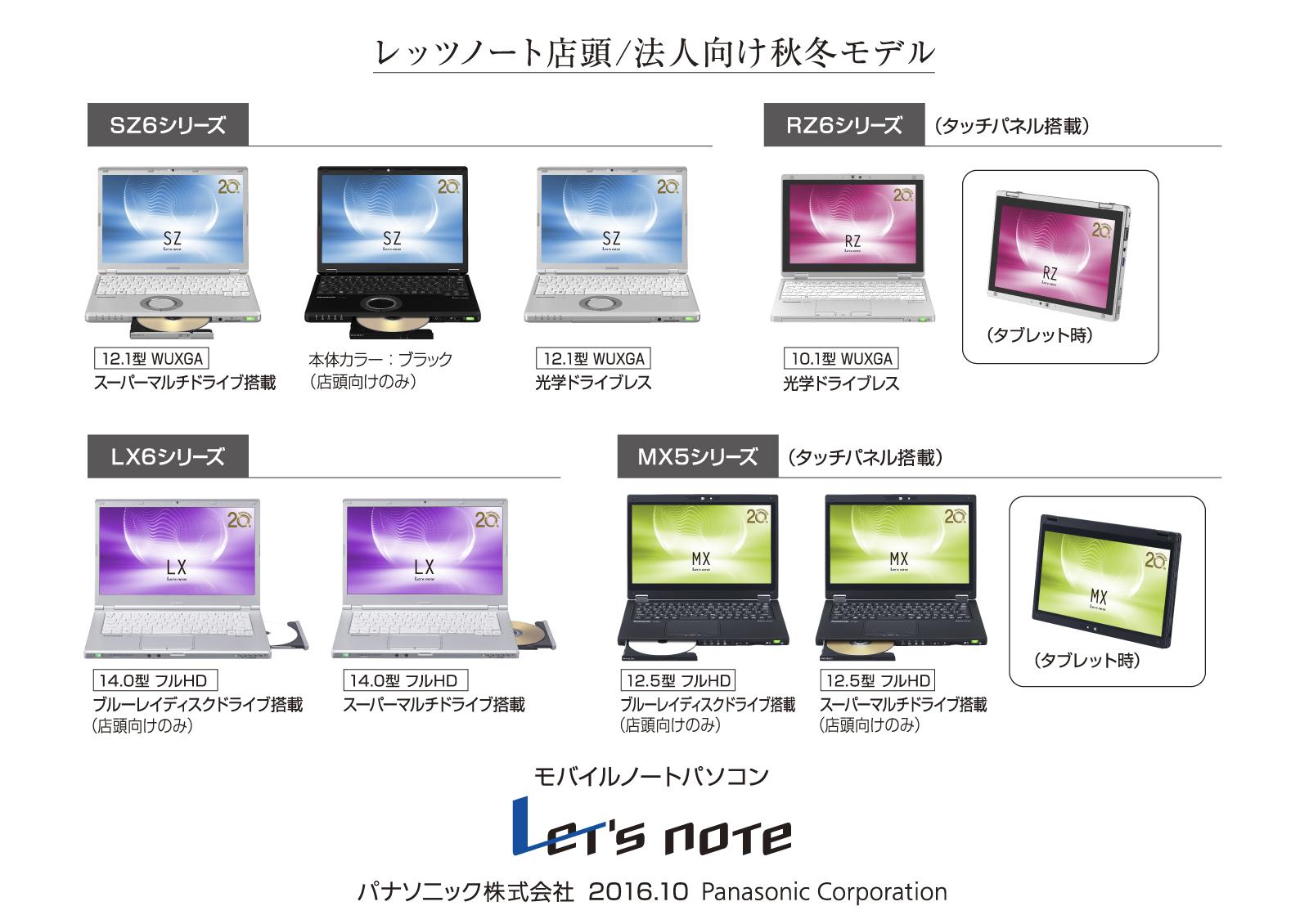 モバイルノートパソコン 「Let's note」 個人店頭/法人向け 秋冬モデル
