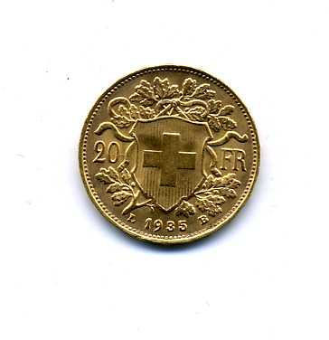 スイス 20フラン金貨 アルプスと少女 1935年 – 野崎コイン