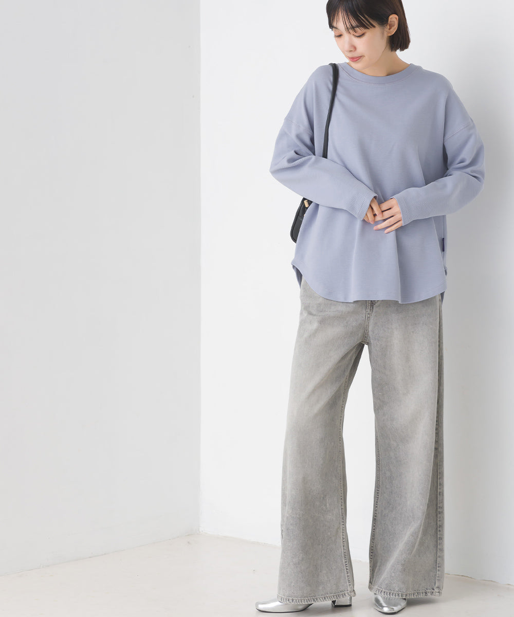 OMNES】リップルダブルフェイス 裾ラウンド長袖Tシャツ【7123-5405】