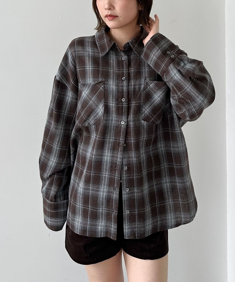チェックミドルネルシャツ(M BROWN): トップス｜PMbox P&M OFFICIAL