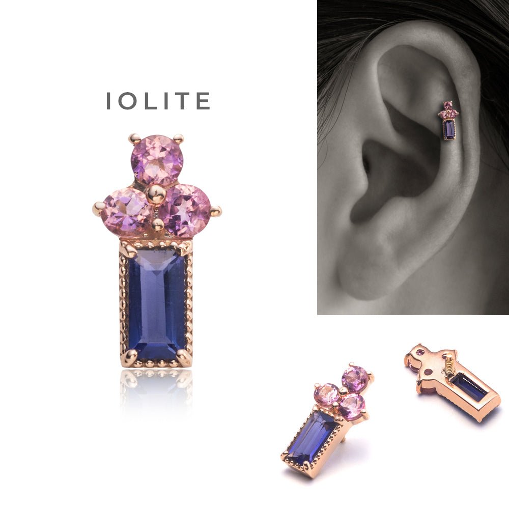 K10 アイオライト ホワイトトパーズ ピアス ボディピアス │ 14G・16G