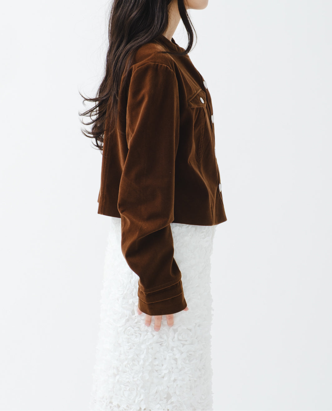 Heart button velvet jacket