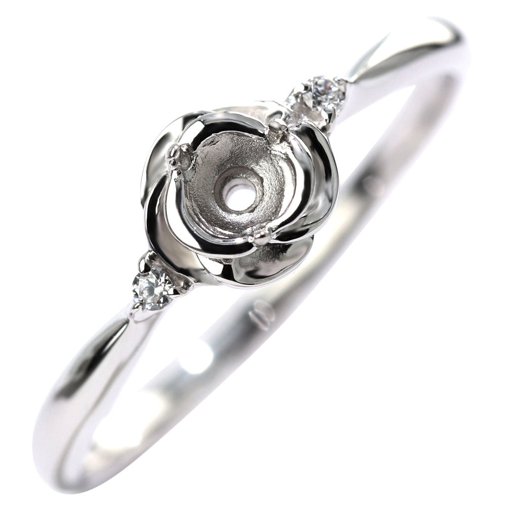 フラワー 指輪 リング 薔薇 10金 レディース リング空枠 18金 プラチナ