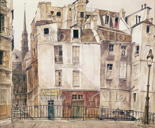 藤田嗣治「フルール河岸 ノートル＝ダム大聖堂」 [80035870]のアート