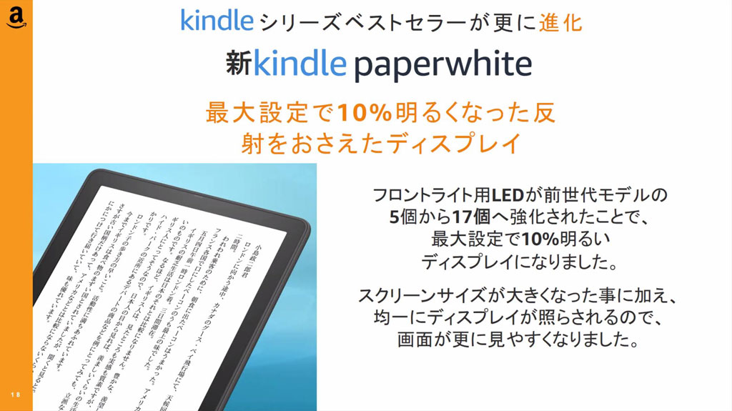 6.8インチの大画面でUSB-Cポート搭載の「Kindle Paperwhite」新モデル