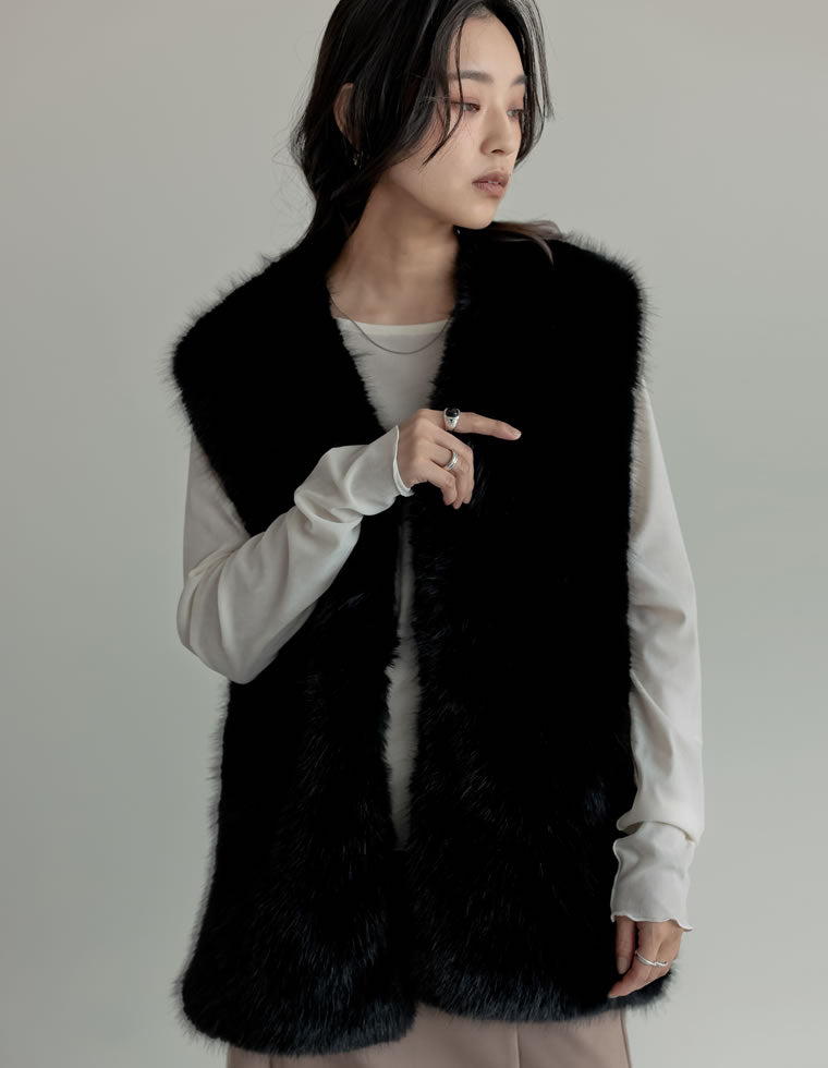 ミドルフェイクファーベスト - ジャケット/アウター通販 | 人気