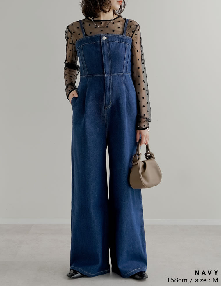 コットンデニムベアオールインワン - オールインワン通販 | 人気