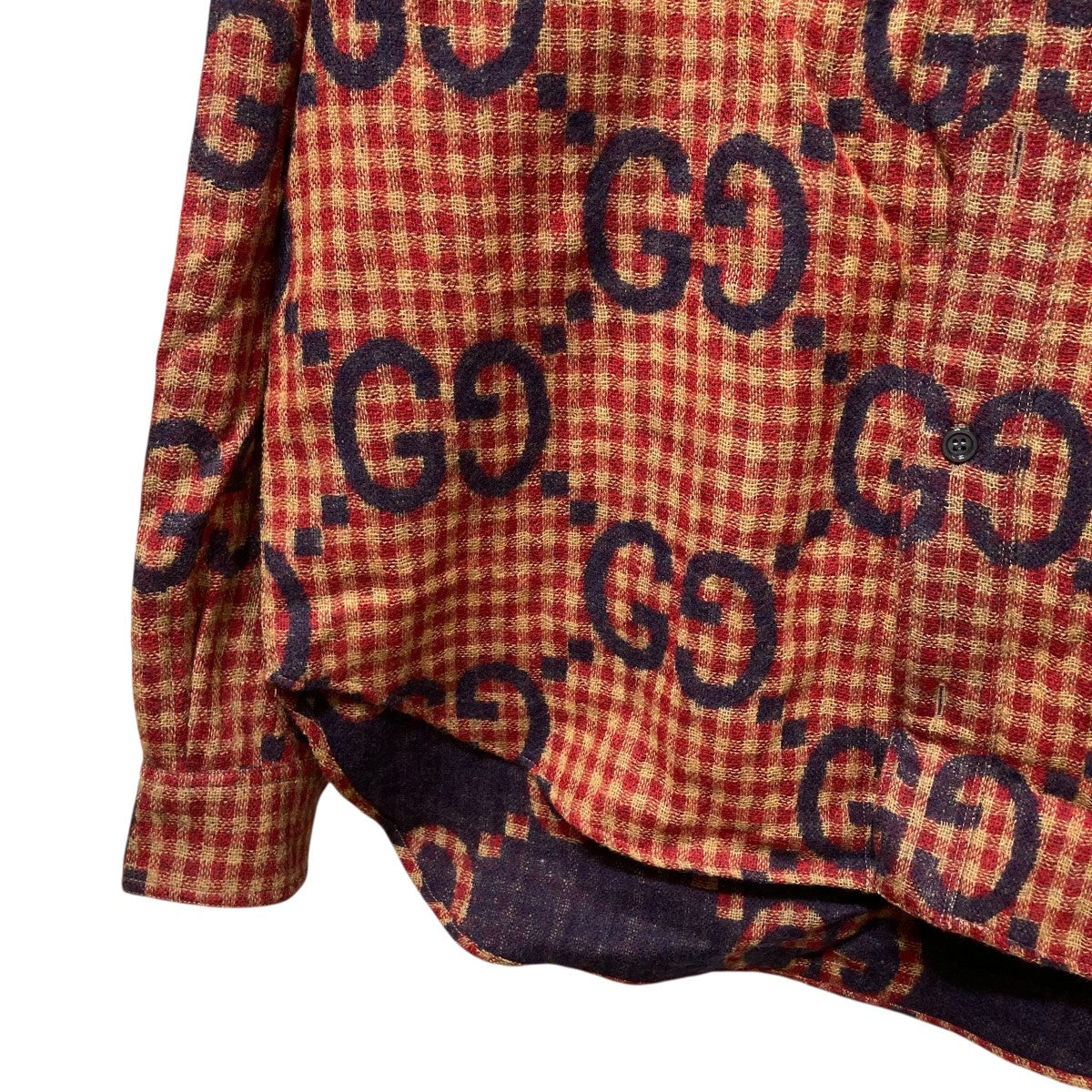 GUCCI(グッチ) マキシGGギンガムウールシャツ756842 756842 レッド