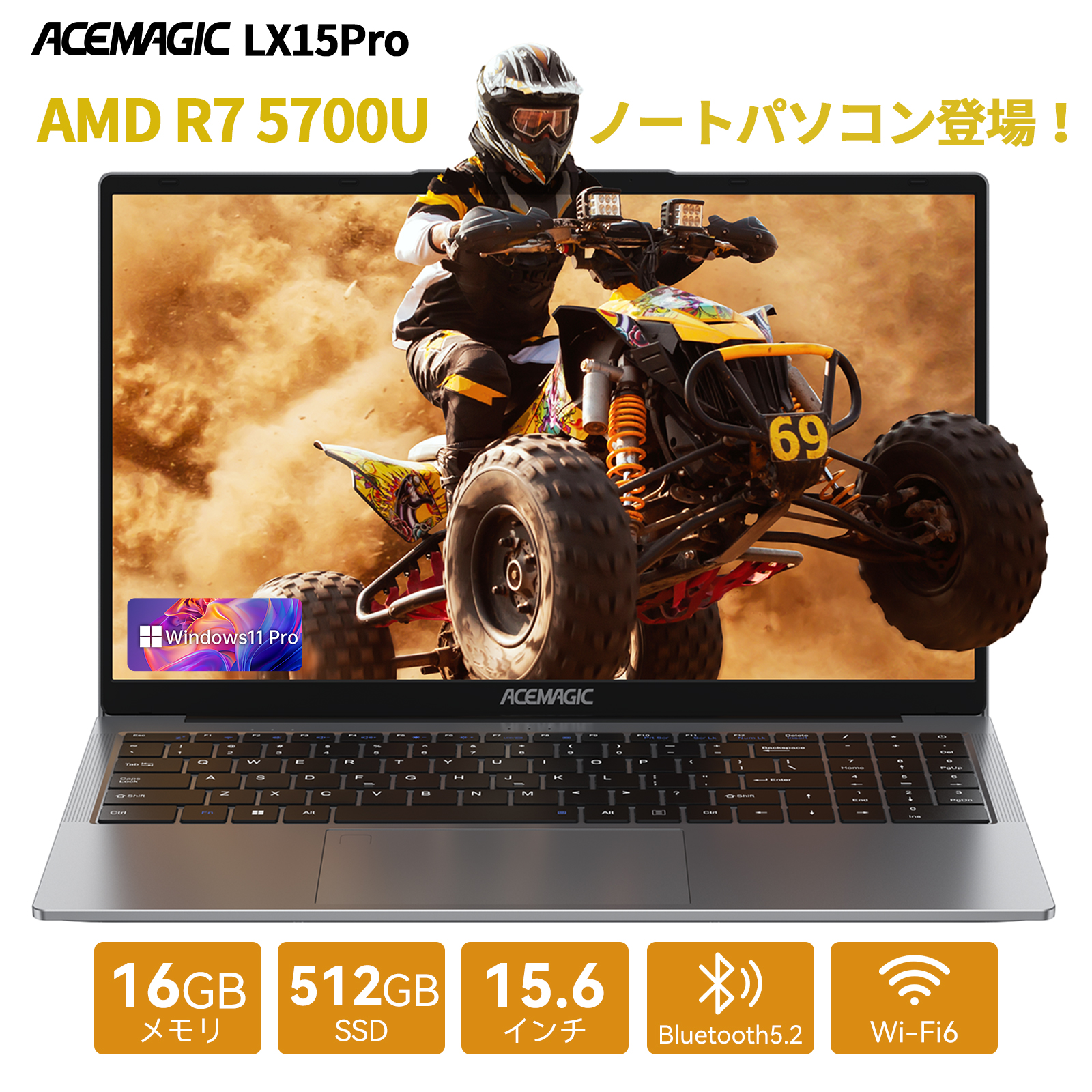 ACEMAGIC ノートパソコン 新品 AMD Ryzen 7 5700U 15.6インチIPS液晶