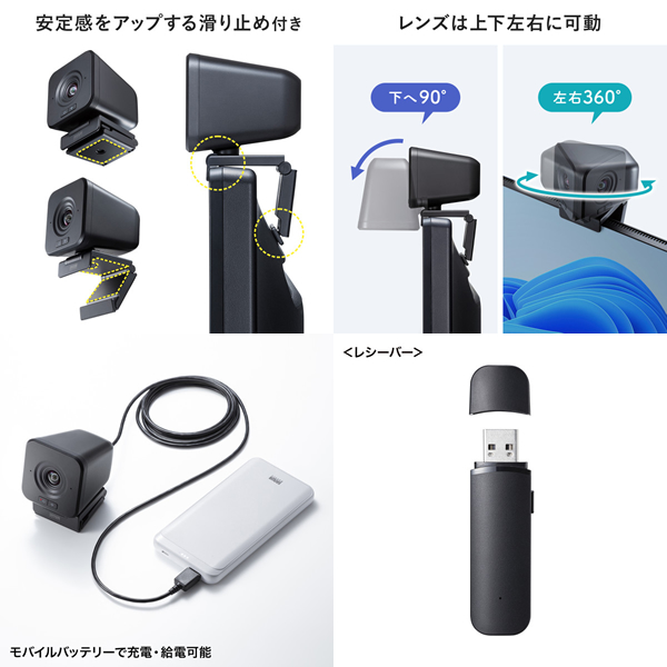 SANWA SUPPLY（サンワサプライ） ワイヤレス広角WEBカメラ CMS-V69BK