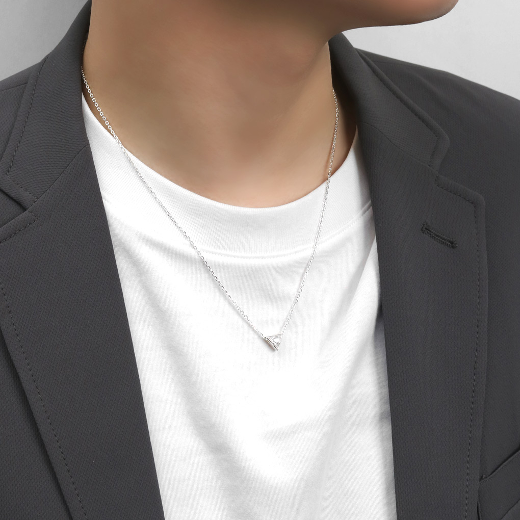 Blue Cat トライアングル ネックレス (チェーン付き) ペンダント