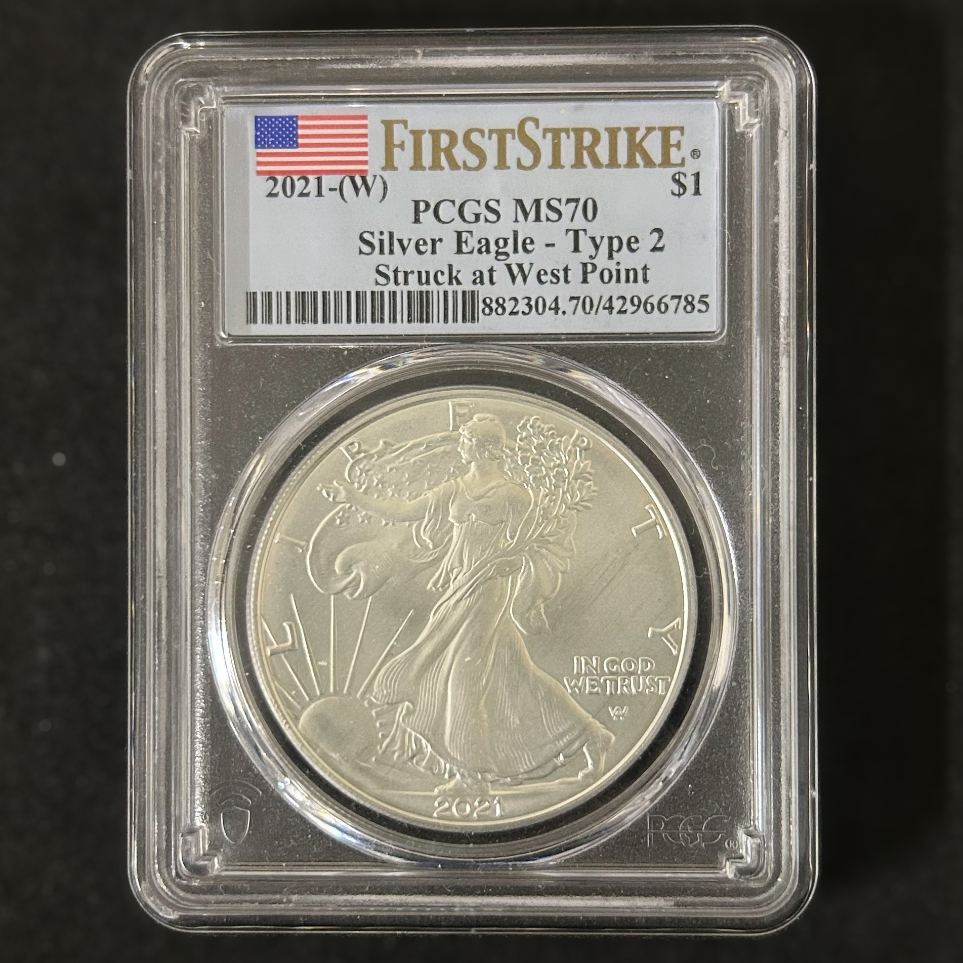 アメリカ イーグル銀貨 2021 【PCGS MS70】 世界コイン