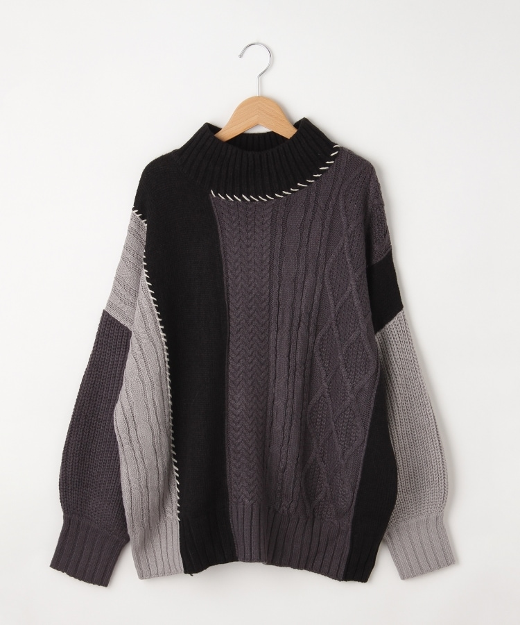 myke（ミーカ） 配色コンビ編みニットセーター【SALE/カジュアル