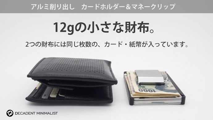 アルミニウム削り出し カードホルダー＆マネークリップ（デカデント