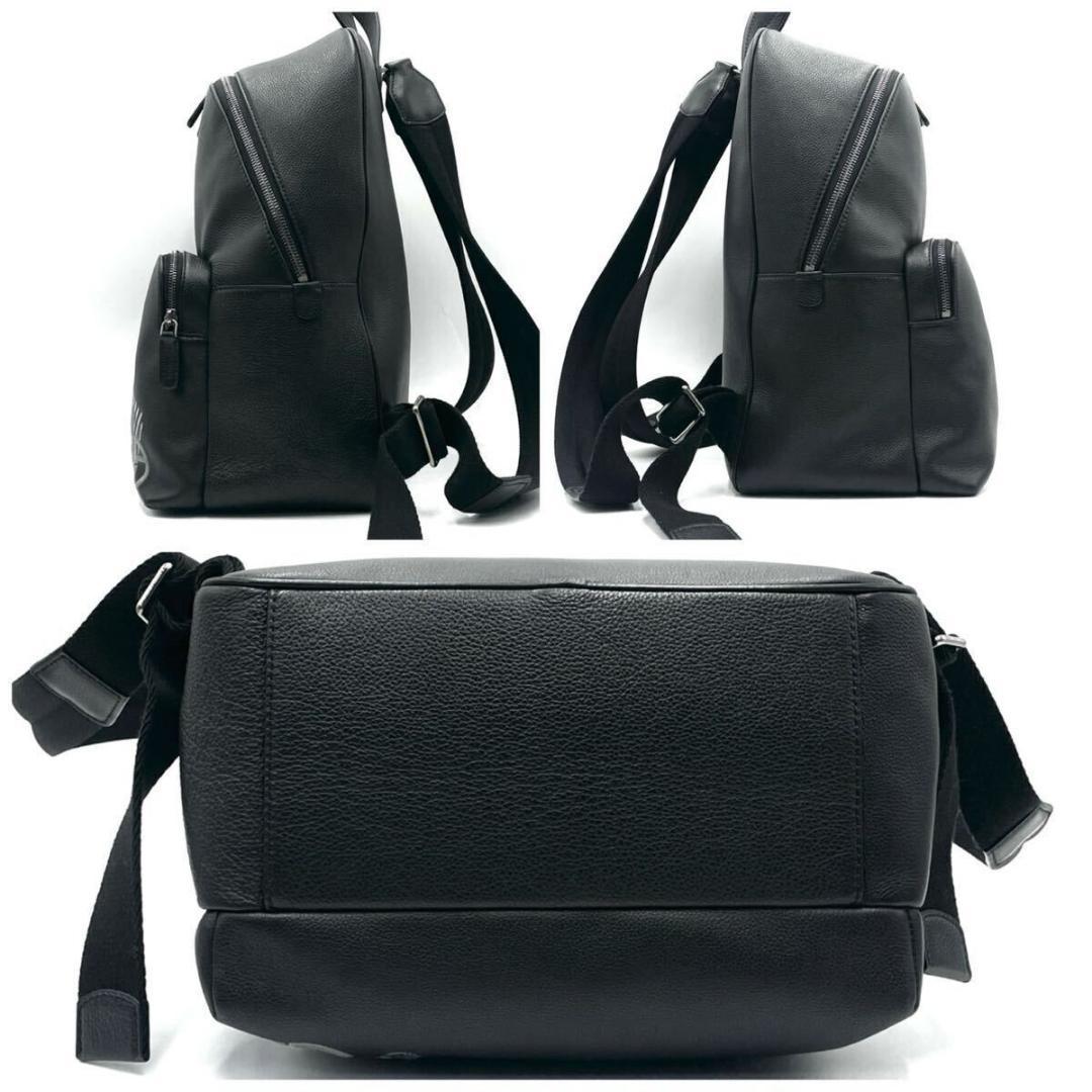 未使用級○ ジョルジオアルマーニ リュック ロゴ 刺繍 ゼブラ ブラック