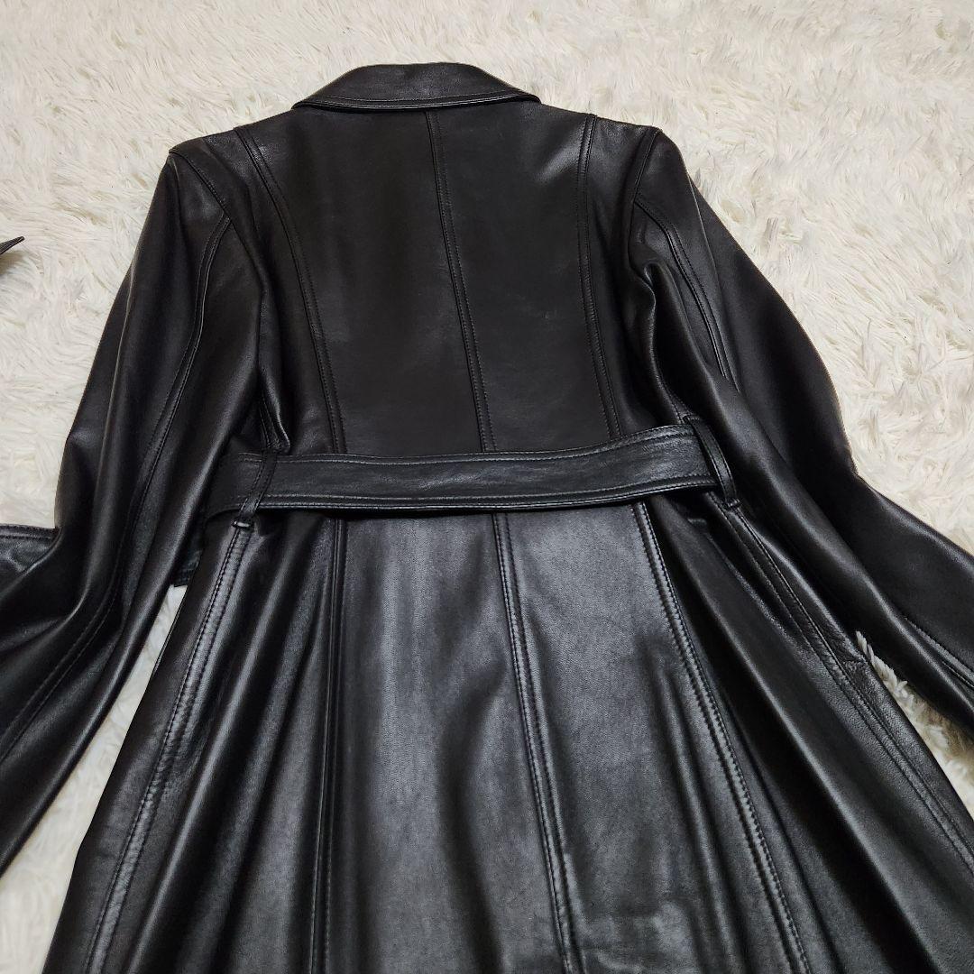 美品】Pinky&Dianne 羊革 比翼 ラムレザー ロングコート ベルト www
