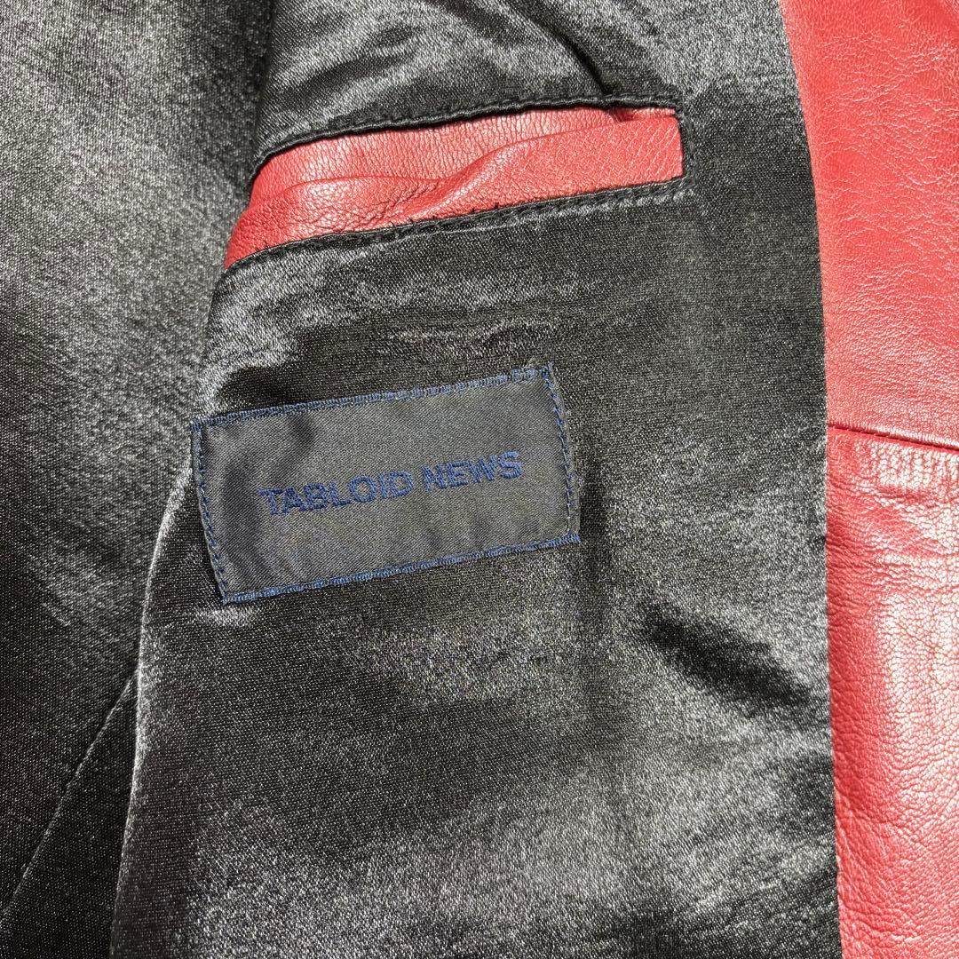 本革 TABLOID NEWS 山羊革 ゴートレザー シングルライダース 赤 - メルカリ