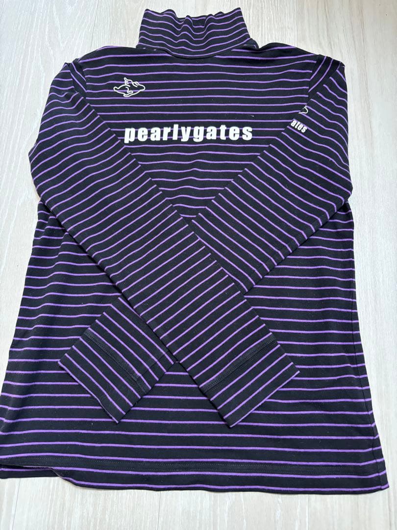 pearlygates タートルネックシャツ サイズ1 黒紫ストライプ - メルカリ