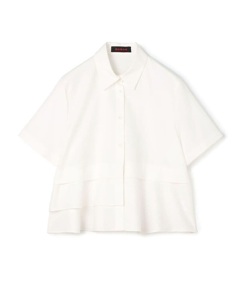 CABAN　タイプライターダブルクロスアシンメトリックフリルブラウス タイプライターダブルクロス アシンメトリックフリルシャツ
