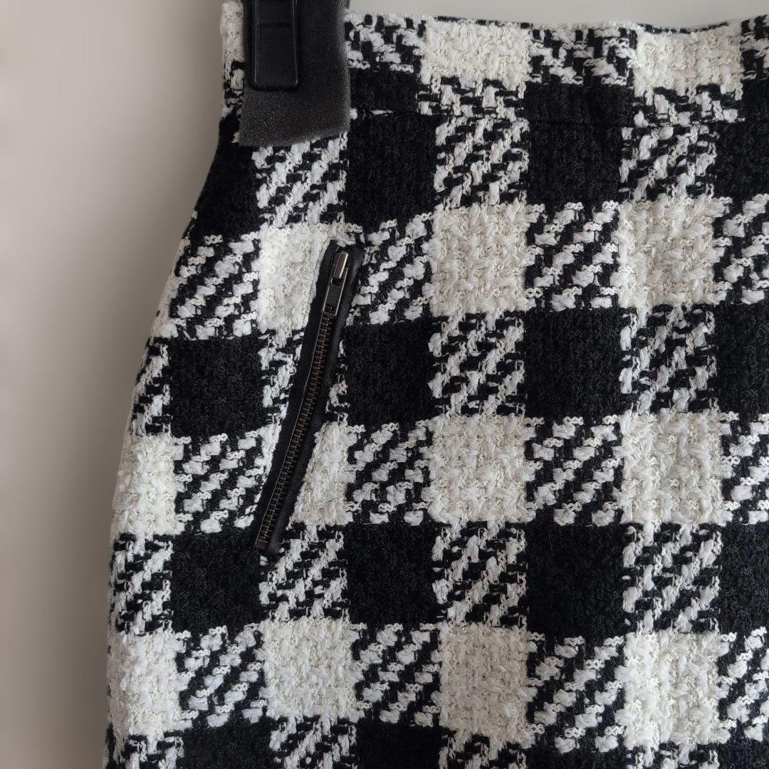 Sheller シェリエ レザーパイピングキュロット チェック ツイード