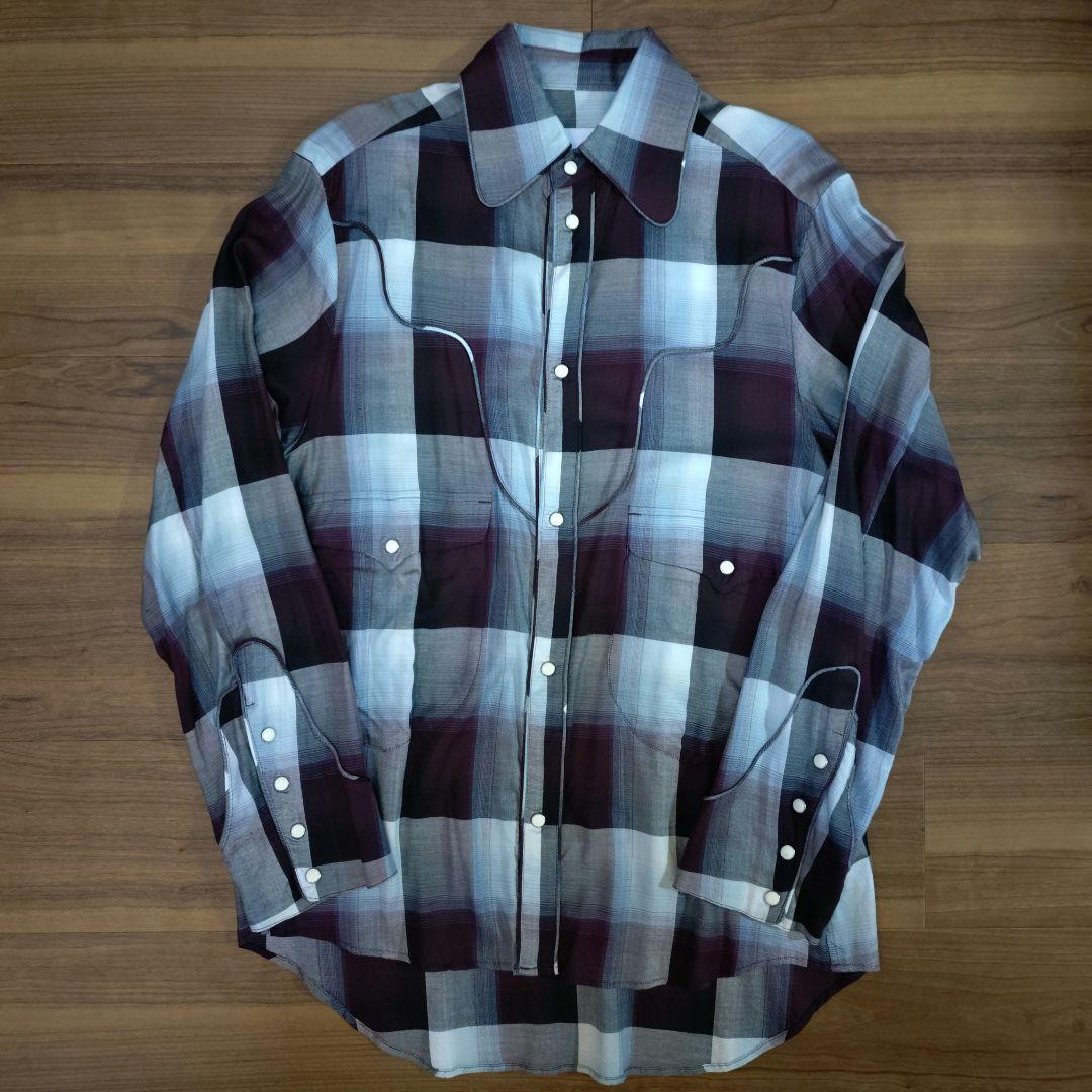 SUGARHILL　オンブレ　レーヨン　シャツ シュガーヒル パンチングレーヨンオンブレプラッドオープンカラー