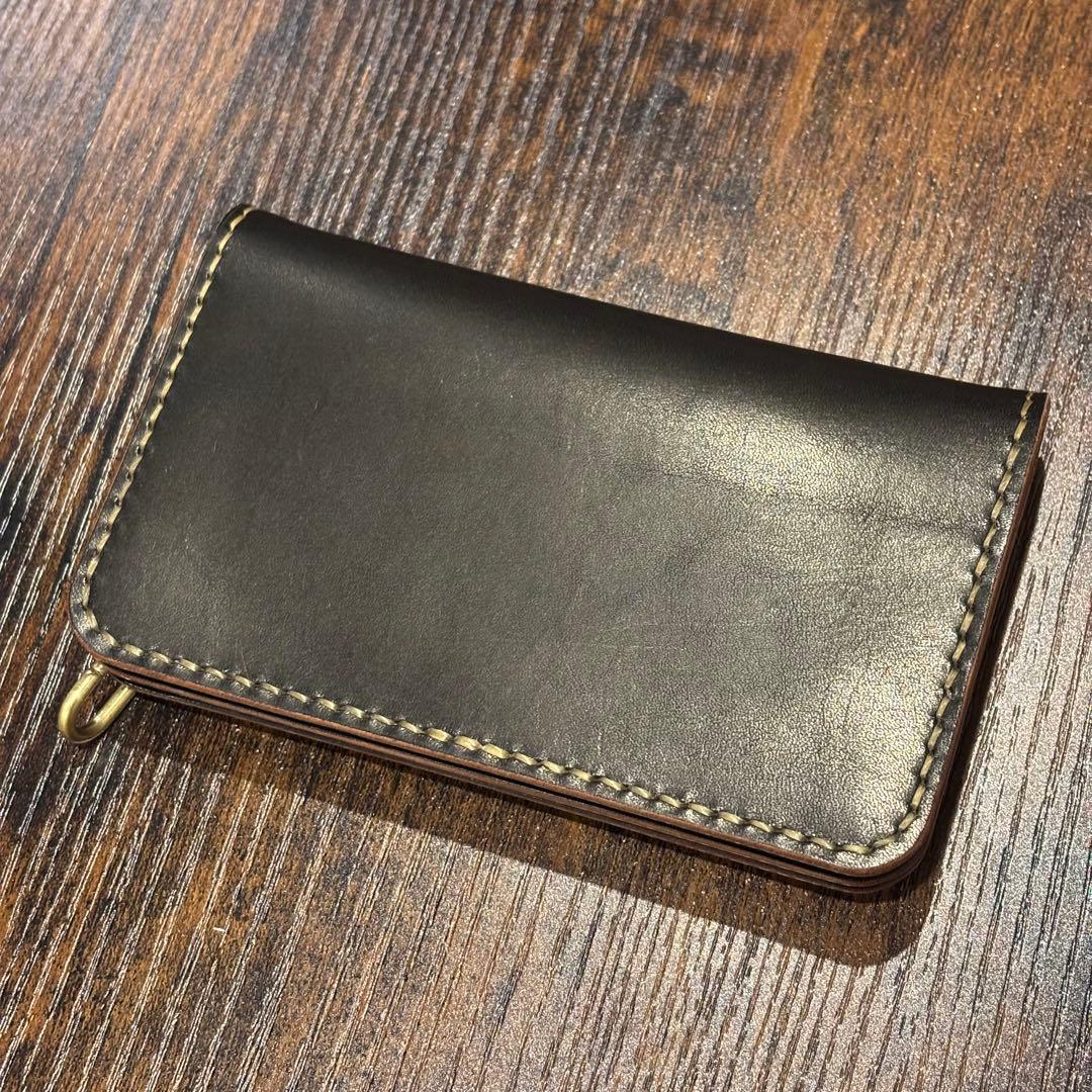 栃木レザー ミドル トラッカーウォレット 茶芯ブラック 3層 - メルカリ
